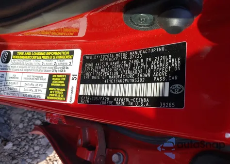 2023 Toyota Camry Le z USA, uszkodzony, nr VIN 4T1C11AK2PU185392